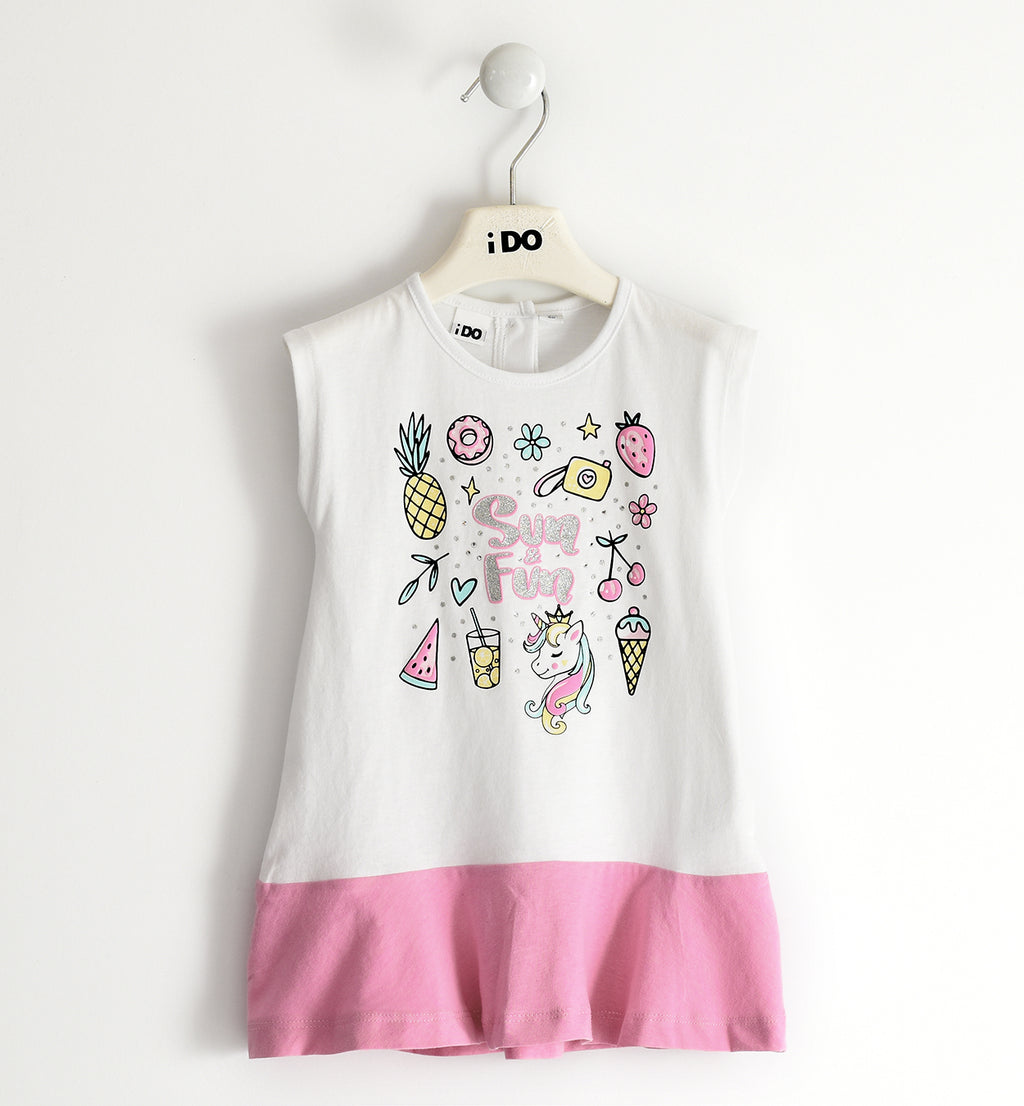 Ido 44043 Pink & White Patterned Dress