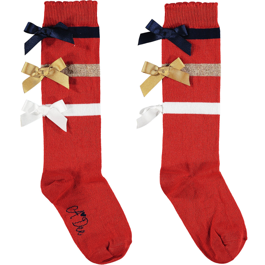 red bow knee high socks
