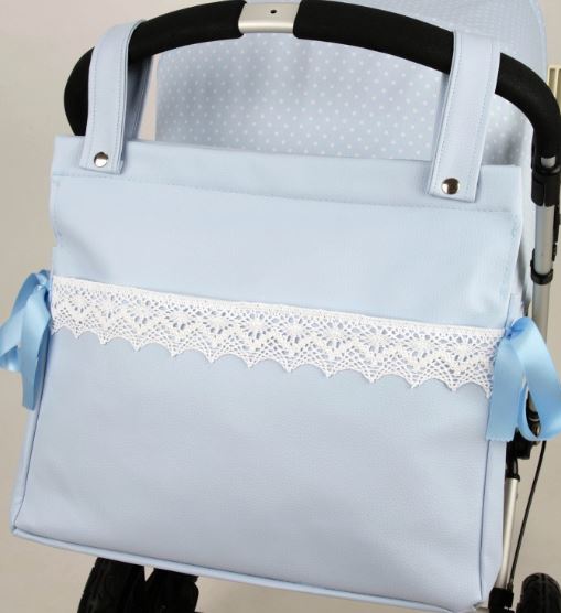 Blue Changing bag with lace detail