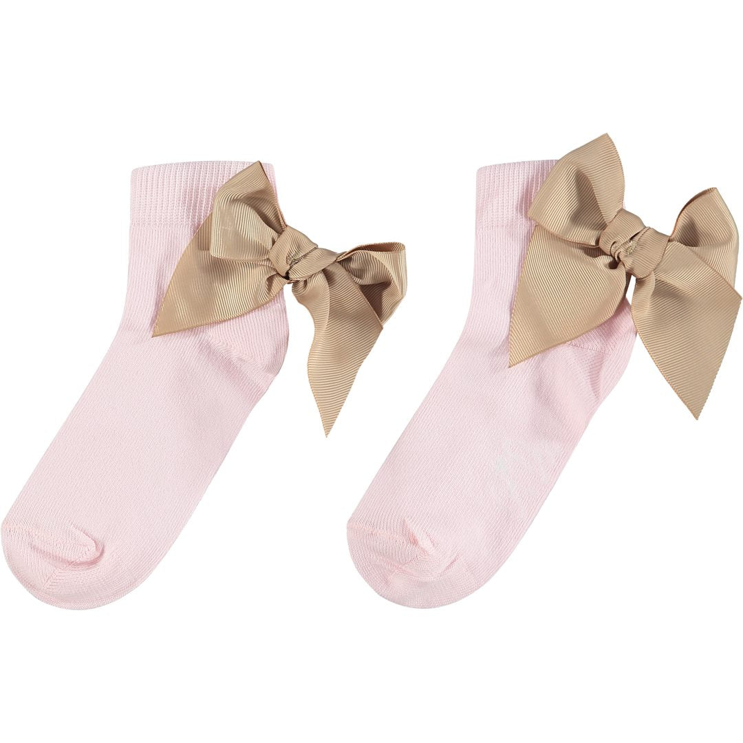 Adee Presley Pale Pink Bow Ankle Sock