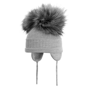 grey pompom hat
