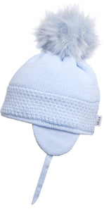 blue pompom hat