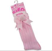 PomPom Bow Detail Knee High Socks Pink