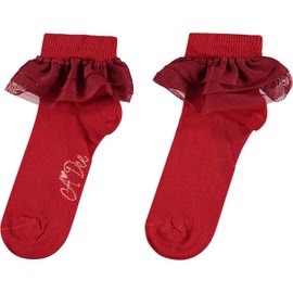 Adee Miley Red Tulle Frill Ankle Sock